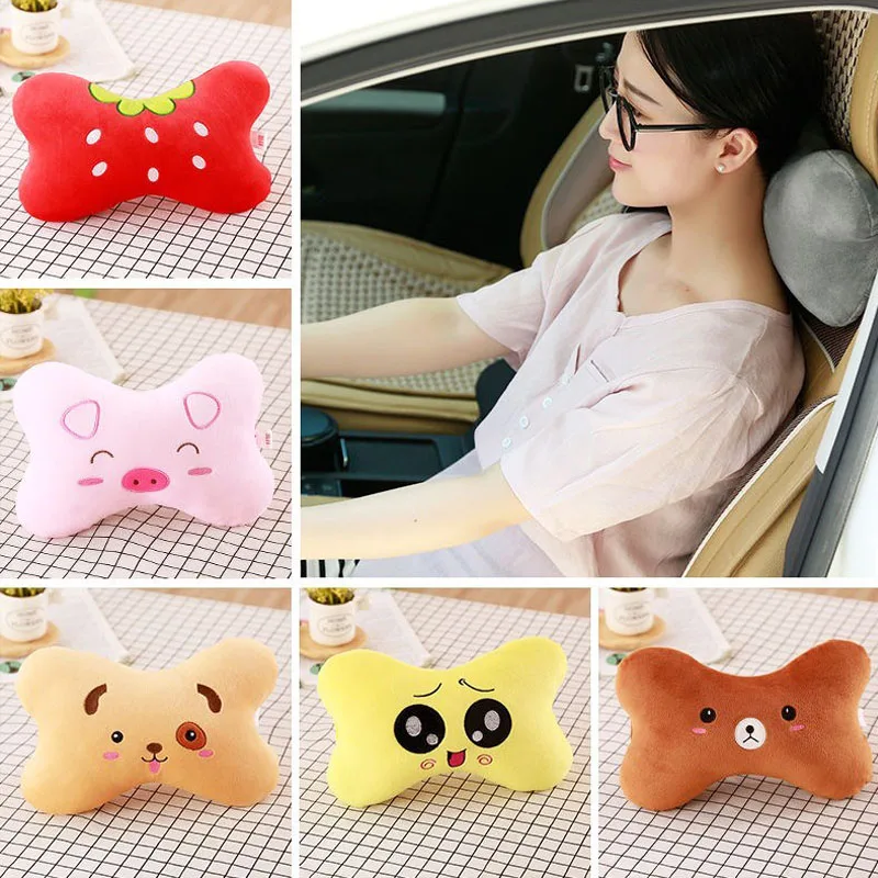 Car Neck Pillow Cartoon Cute Animal Travel Pillow Safety Car Seat Cushion Cover Neck Support Headrest Auto Interior Accessories