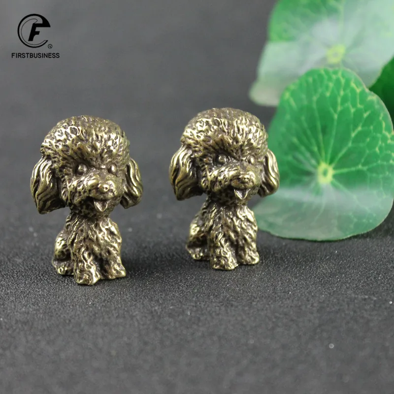 Vintage Copper Poodle Ornaments Antique Brass Animal Dog Statue Figurines Office Desk Decorations Tea Pet Home Decor Accessories