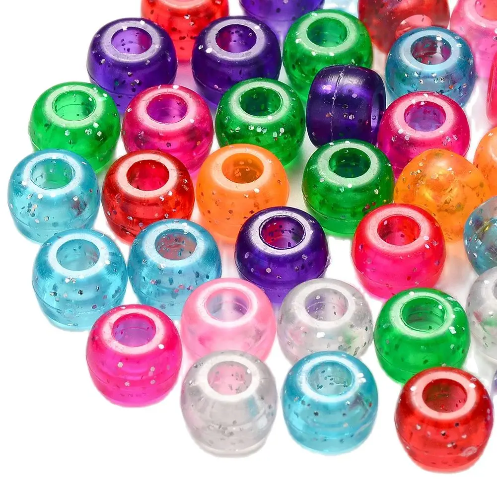 190pcs/50g Colorful Big Hole Plastic Beads Rondelle Spacer Loose Beads for Jewelry Making DIY Bracelet Necklace Accessories