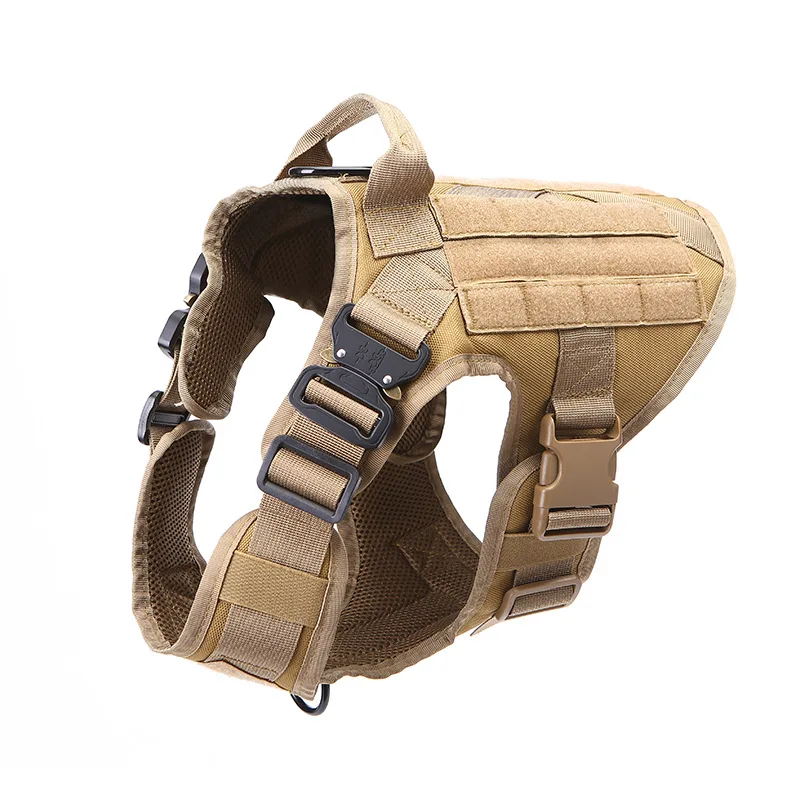 Outdoor Tactical Dog Harness, Dog Leash, Multifunctional Tactical Vest Suit, Medium and Large Canine Dog Vest  Leather Collar