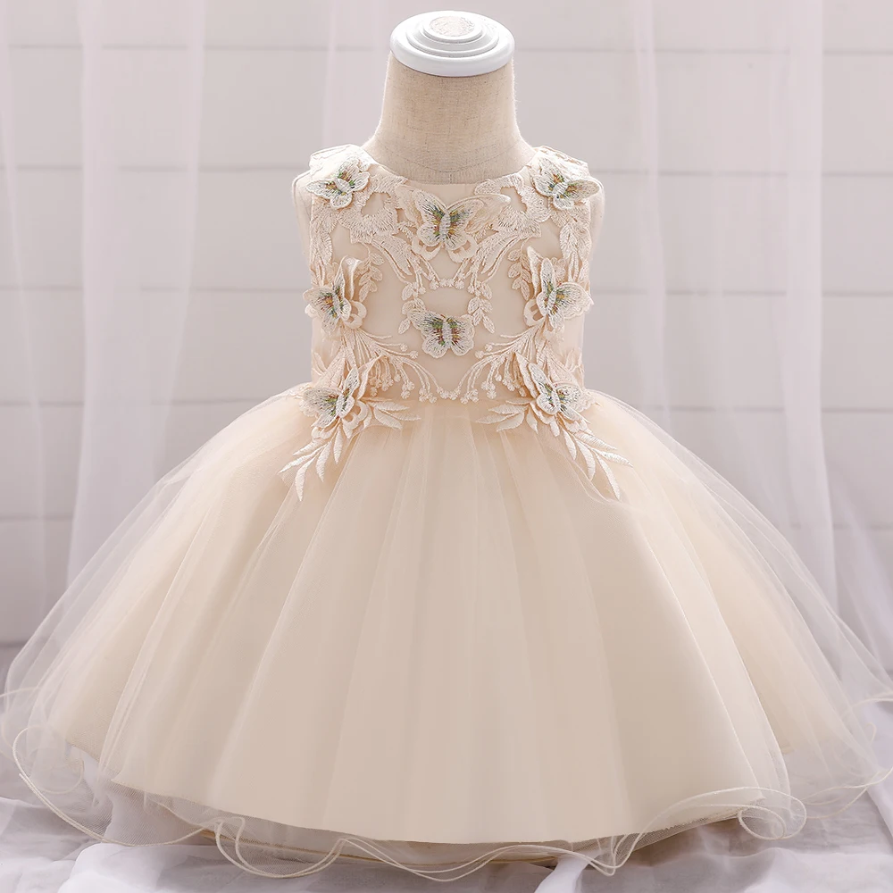 Fluffy Butterfly Baby Girl Dressess Infant 1st Birthday Party Prom Wedding Princess Dress Lace Bridemaid Christmas Kids Clothing