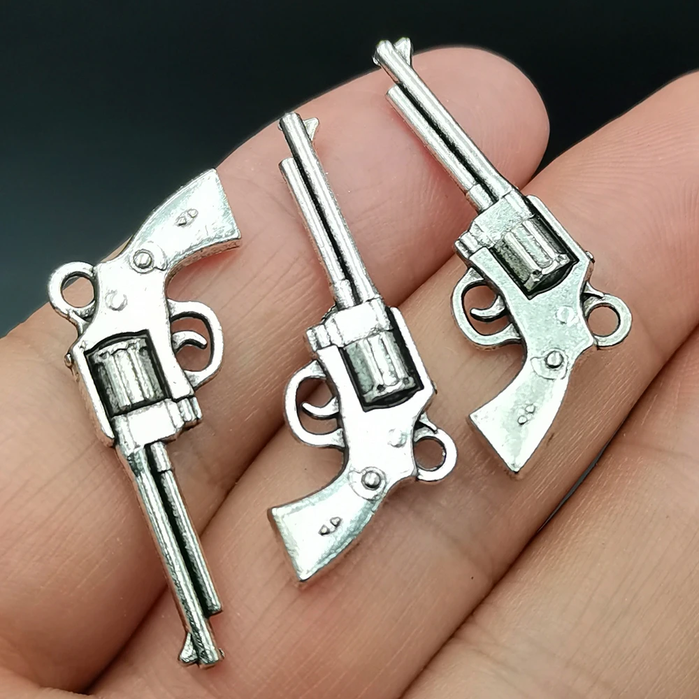 Antiquing 10pcs Charms Pistol Revolver Gun Alloy Pendants Antique Jewelry Accessory Making DIY Handmade