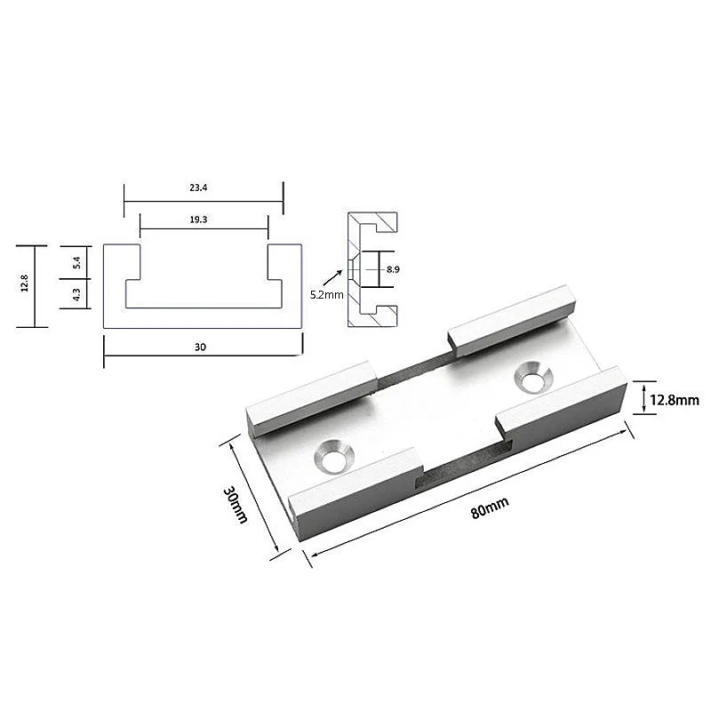 Woodworking Universal Chute Cross Track Connector T-Track Intersection Parts Aluminum Woodworking DIY T Slot Cross Tools