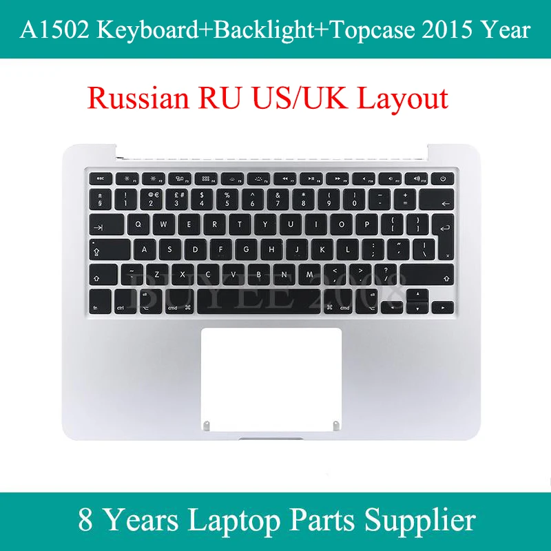 

Laoptop 13.3" RU US UK Layout A1502 Keyboard Topcase 2015 Year For Macbook Pro A1502 Russian Keyboards Backlight Top Case Tested