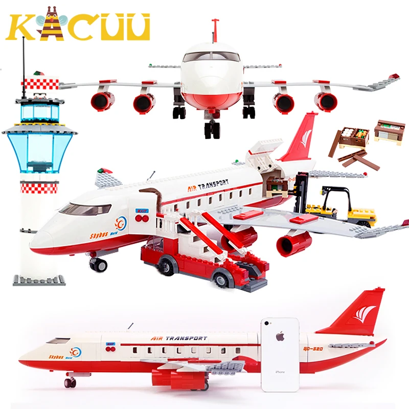 City Plane Airplane Sets Blocks City Cargo Airport Station Construction DIY Brick Air Bus Car Figure Friends Building Blocks Toy