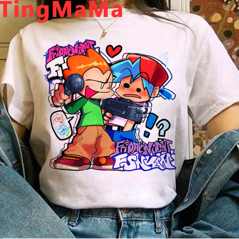 Hot Game Friday Night Funkin T Shirt Men Kawaii Cartoon Music Singer Hip Hop Graphic Tees Harajuku Unisex Tops Anime T-shirt Men