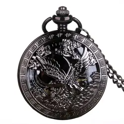 New Cool Design Black Flying Eagle orologio da tasca meccanico Steampunk catena da donna con ciondolo manuale unico