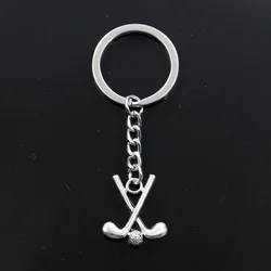 Fashion Keychain 25x22mm Hockey Stick Club Pendants DIY Men Jewelry Car Key Chain Ring Holder Souvenir For Gift