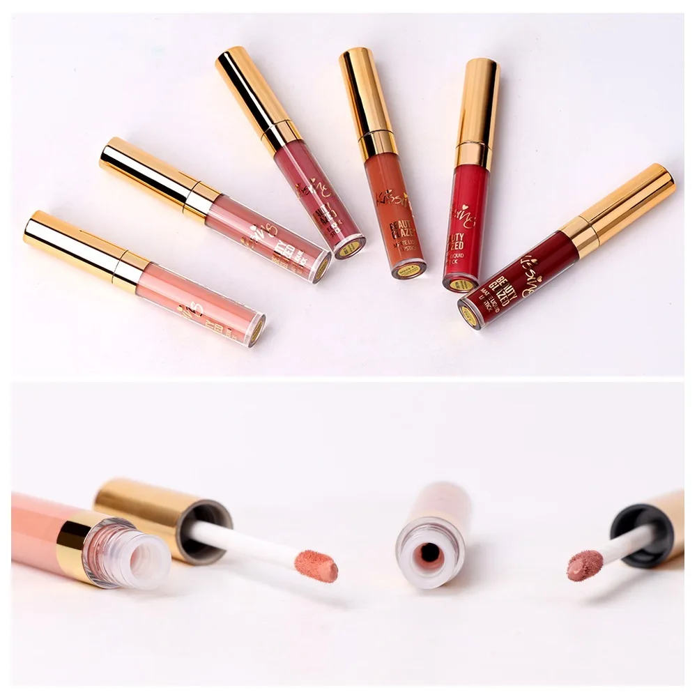 BEAUTY GLAZED 6 Colors Matte Lipstick Set Waterproof Long Lasting Nude Lip Gloss Velvet Pigment Sexy Red Brown Women Lip Makeup