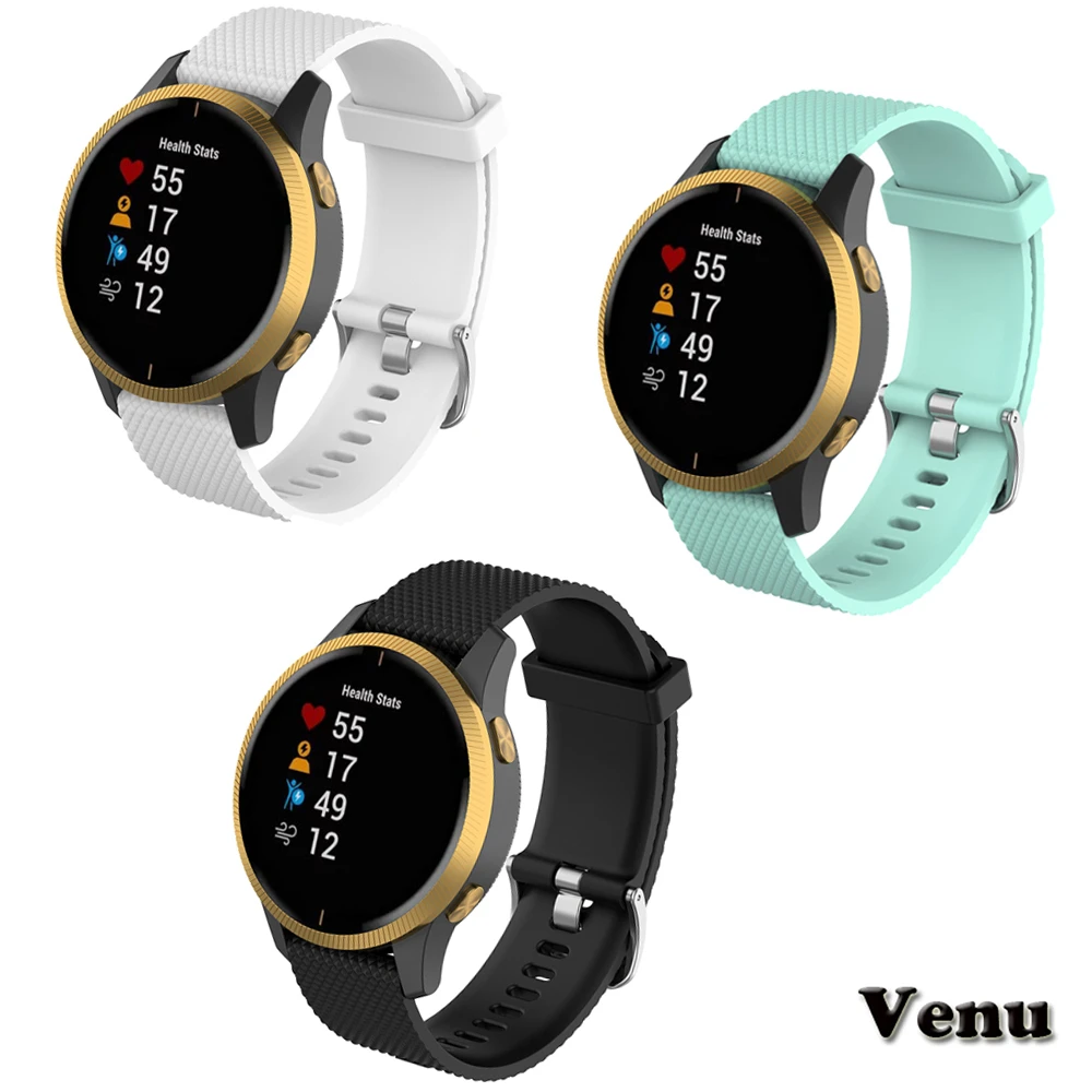 Pulseira de relógio de silicone, pulseira de relógio para garmin vivoactive 3 com tomada à prova de poeira