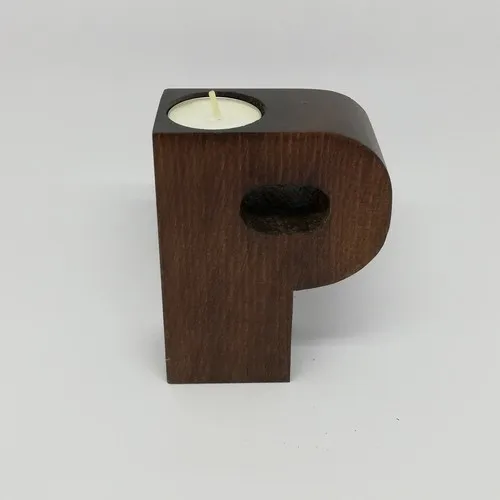 Marple's Wood Decorative Letter P Candle holder