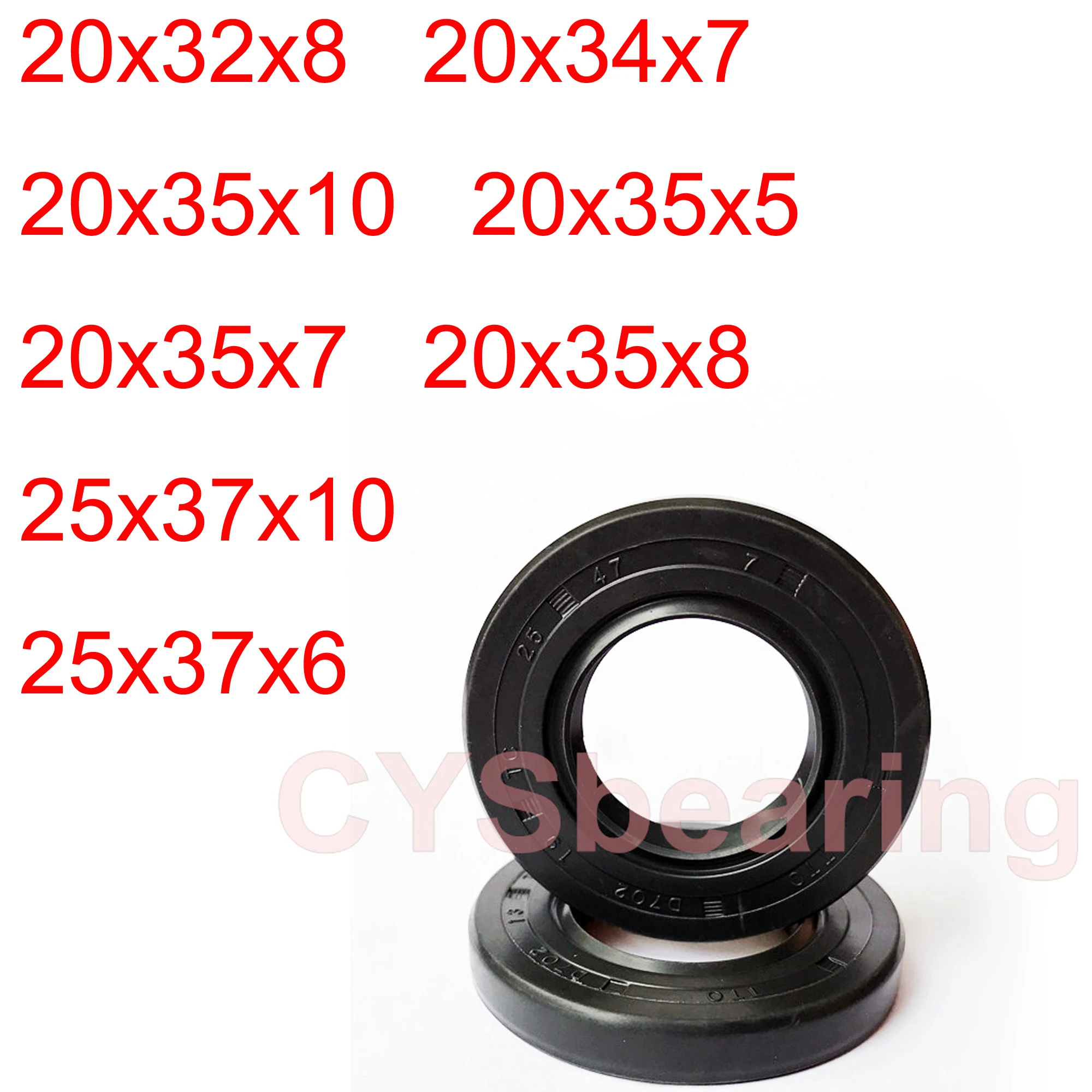 2Pc TC Oil Seal Nitrile NBR Shaft Skeleton Gasket Radial 20x32x8 20x34x7 20x35x10 20x35x5 20x35x7 20x35x8 20x37x10mm