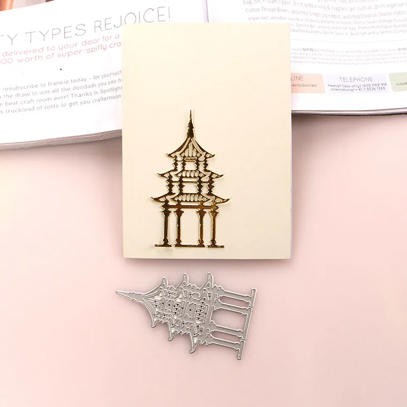 DUOFEN METAL CUTTING DIES tower pagoda and temple stencil DIY Scrapbook Paper Album 2020 new