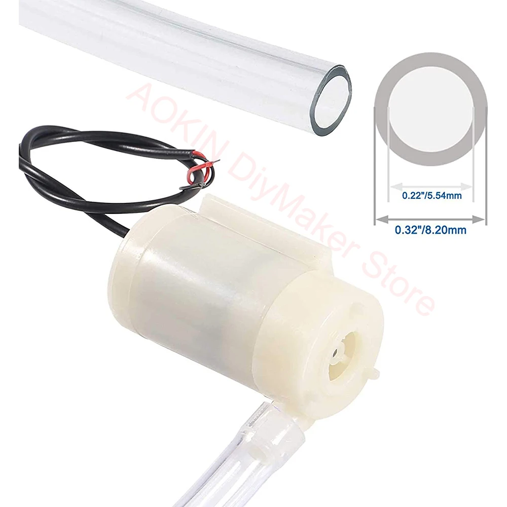 3 pcs Mini Water Pump DC 3V 5V Micro Submersible Motor Pump + Clear Tubing Flexible PVC Tubing for Fish Tank Fountain Aquarium