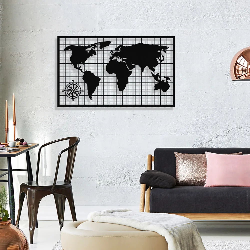 Mignatis Decorations | World Map Wall Decor, Wall Art, Home and Office Decor, Room Decor, metal, Checked, Wall Hanging