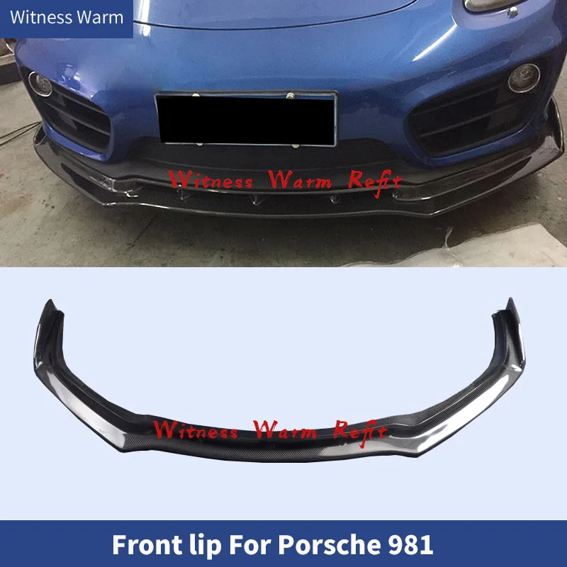 

Передняя губа из углеродного волокна для Porsche 981, спойлер на передний бампер Cayman Boxster, сплиттер, передний подбородок