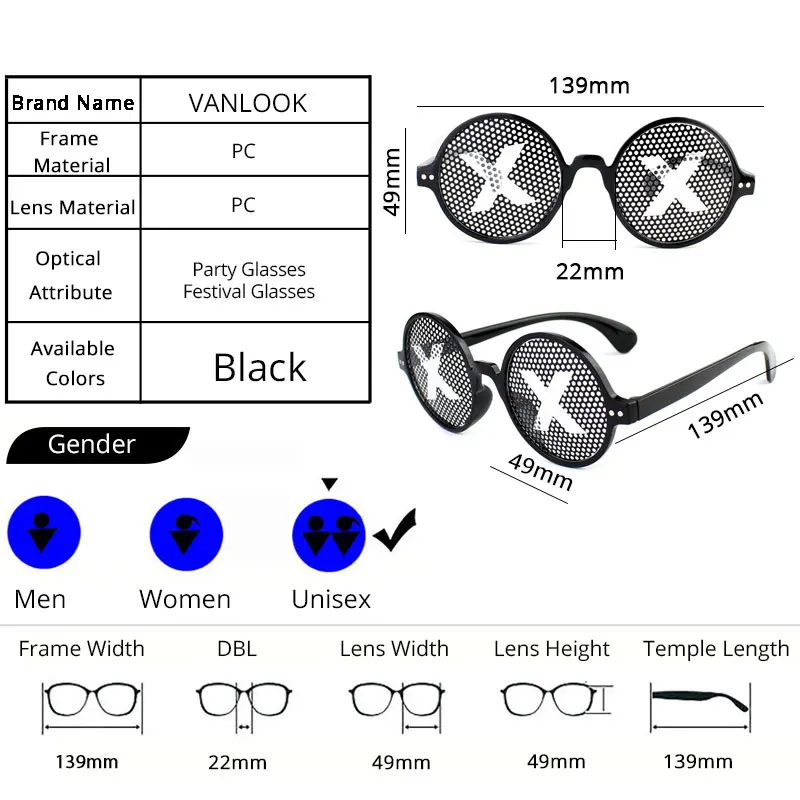 Pinhole Sun Glasses For Men Women\'s Sunglasses Silver Fashion Goggles Party Sunglass Women Zonnebril Dames Black