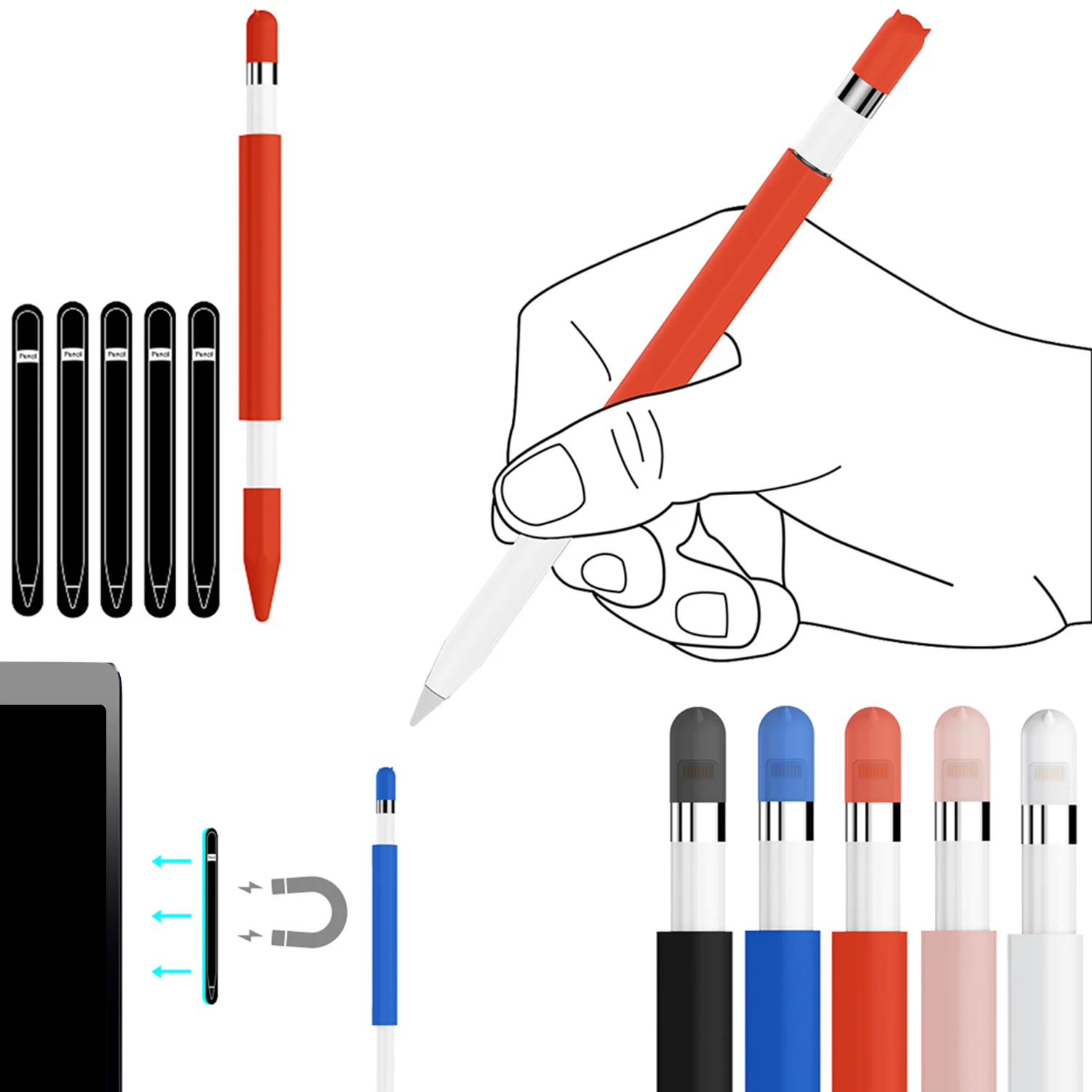 Мягкий силиконовый магнитный держатель, защитный чехол с колпачком-пером для Apple Pencil iPencil, аксессуары для стилуса