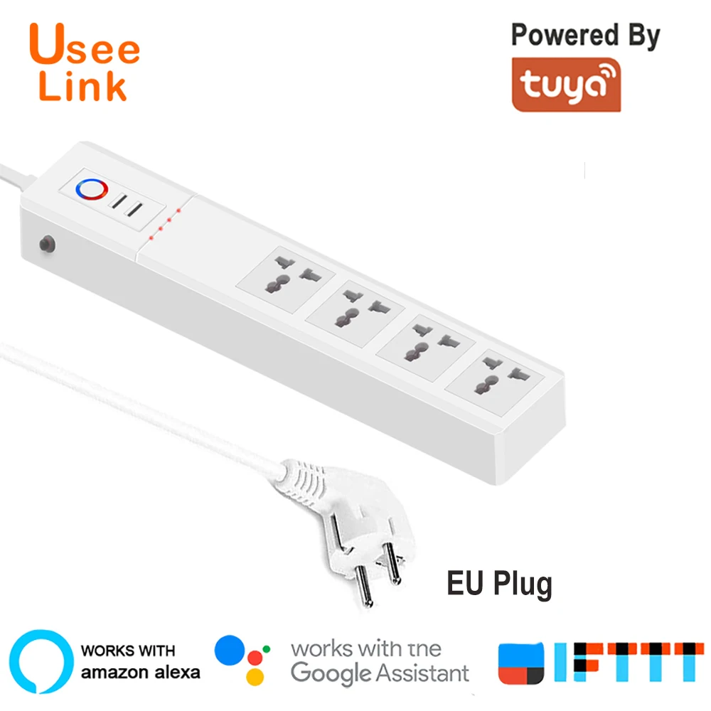 UseeLink WiFi Smart Power Strip Universal Outlets with USB Plug Sockets Remote Voice Control Independently by Tuya