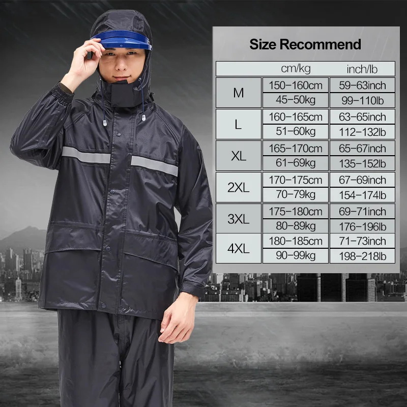 QIAN Cycling Raincoats Motorcycle Women/Men Suit Rain Coat Pants Police Poncho Waterproof Rain Jacket Men Protective Rain Gear