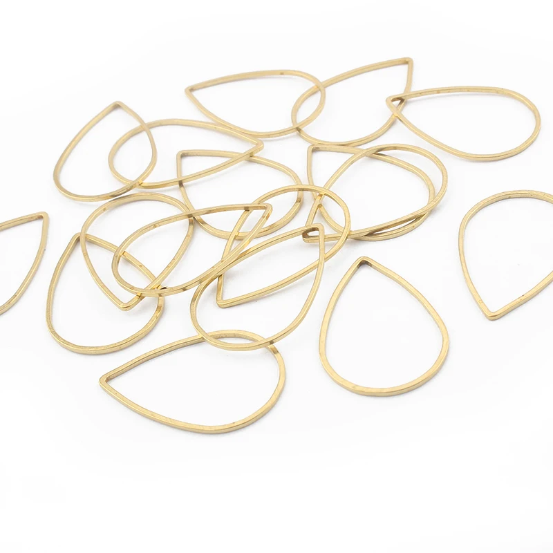 50pcs Raw Brass Hollow Waterdrop Charms Teardrop Frame Pendant For Diy Earring Necklace Jewelry Making Craft Accessories