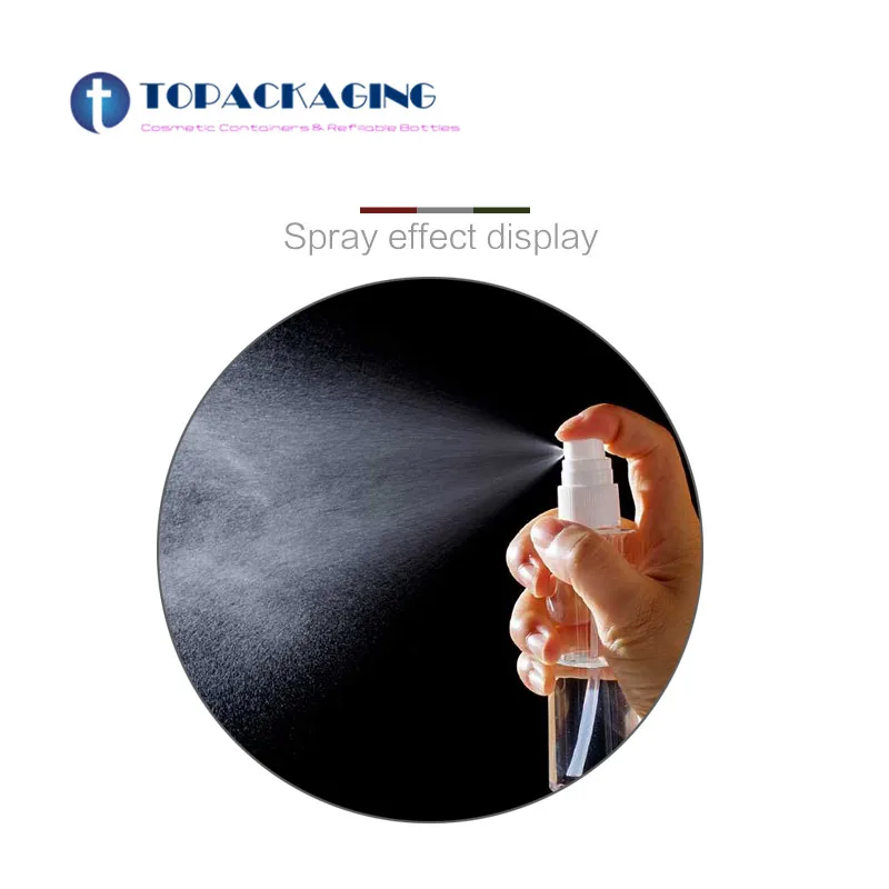 50 adet * 30ML pompalı sprey şişe yeşil plastik parfüm doldurulabilir ambalaj boş kozmetik konteyner örnek parfüm ince sis Atomizer