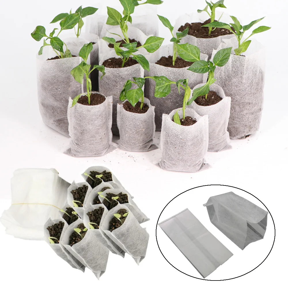 50-100PCS Garden Seeding Bags Nursery Plant Grow Bags Biodegradable Seeds Nursery Bag Fabric Planting Pocket Patio Flower Pot