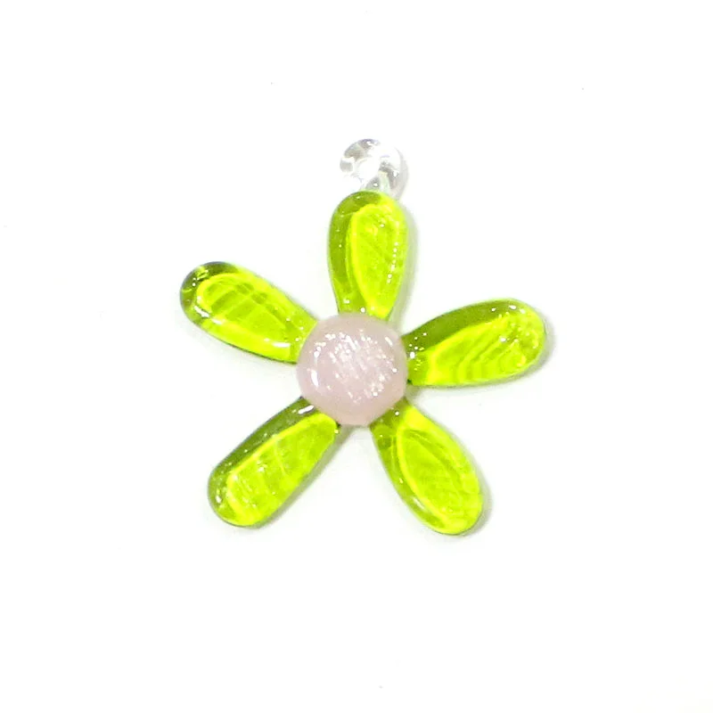 2PCS New Hanging Cute Glass Flower Mini Ornaments Wedding Party Fairy Garden Xmas Decor Pendant DIY Jewelry Necklace Accessories