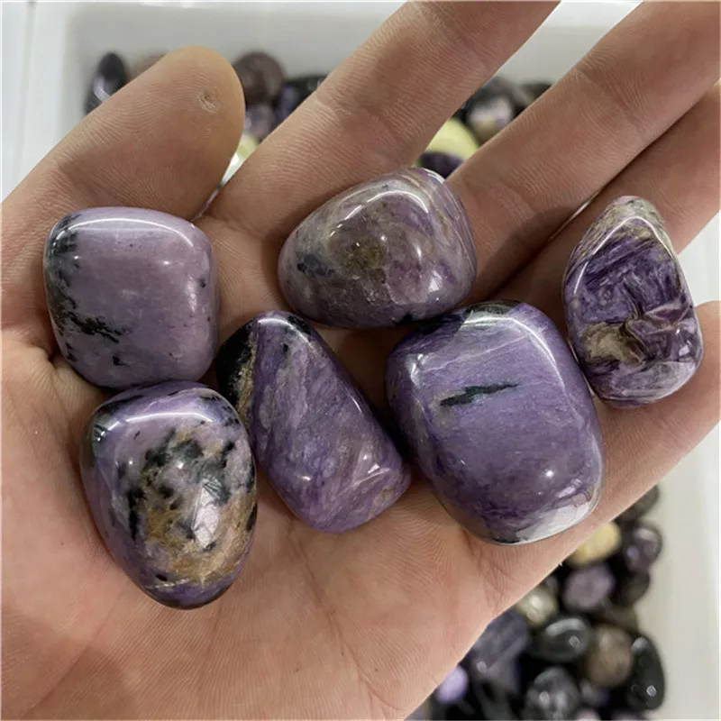 Wholesale Polished Natural Healing Crystals Purple Charoite Tumbled Stone For Christmas Decorations