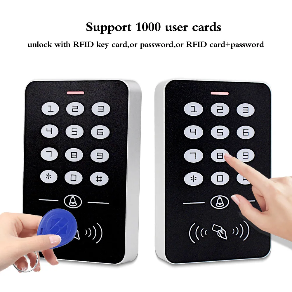 OBO bağımsız erişim kontrolü tuş takımı RFID klavye sistemi su geçirmez açık kapak 125KHz denetleyici kart okuyucu 10 adet Keyfobs