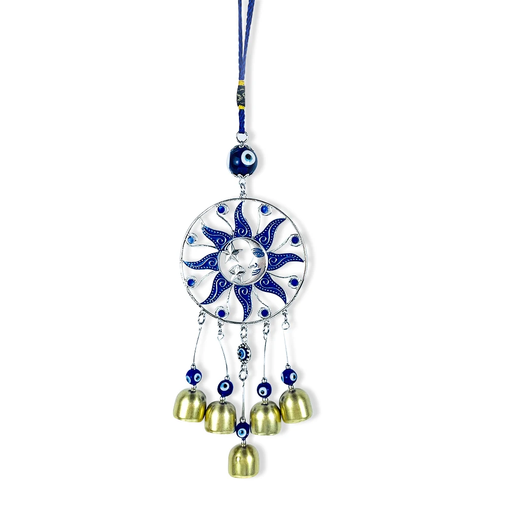 Blue Demon Eyes Wind Chimes Wall Hanging Decoration Lucky Pendant Mystic Protection Charm Amulet Wind Bells Garden Home Decor