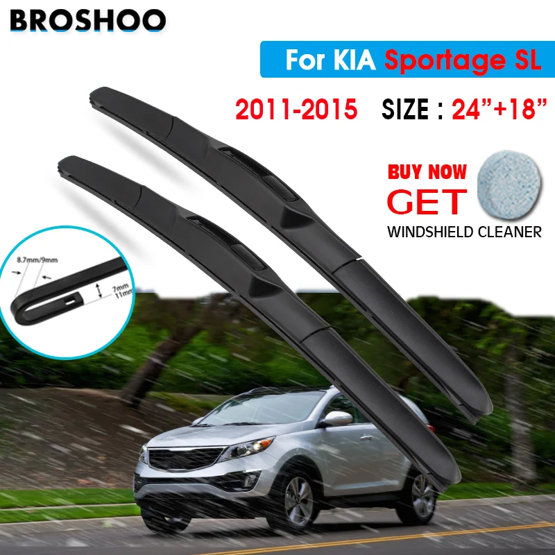 

Car Wiper Blade For KIA Sportage SL 24"+18" 2011-2015 Atuo Windscreen Windshield Wipers Blades Window Wash Fit U Hook Arms