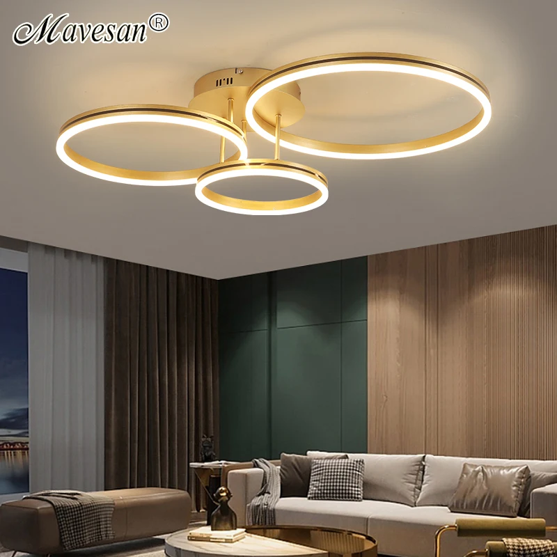 Oro nuevo anillos lámpara LED para cocina dormitorio vestíbulo comedor sala de estudio habitación café Hall Oficina Loft luces interiores