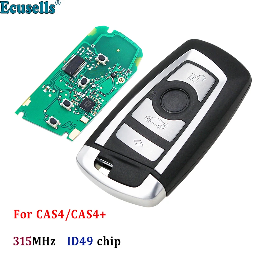 Chave remota inteligente com 4 botões, 315mhz, para bmw f cas4 cas4 + 3 5 7 séries x5 x6 f20 f21 f22 f24 f30 f31 f32 id49 chip hitag pro