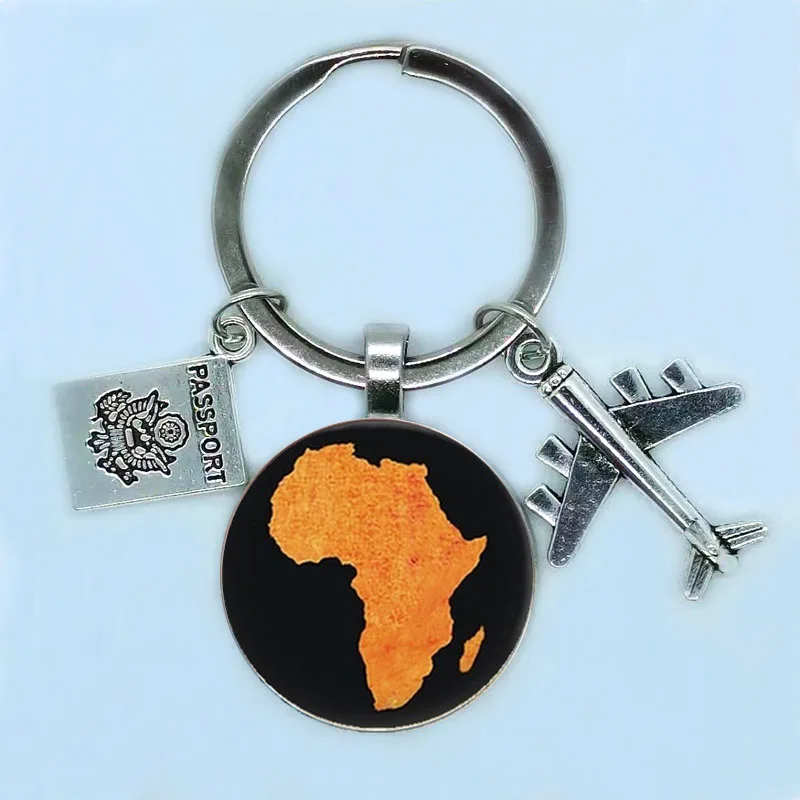 New 25mm World Travel City Map Aircraft Keychain New York Florence Finland Los Angeles Africa United Kingdom Native Map Badge Ke