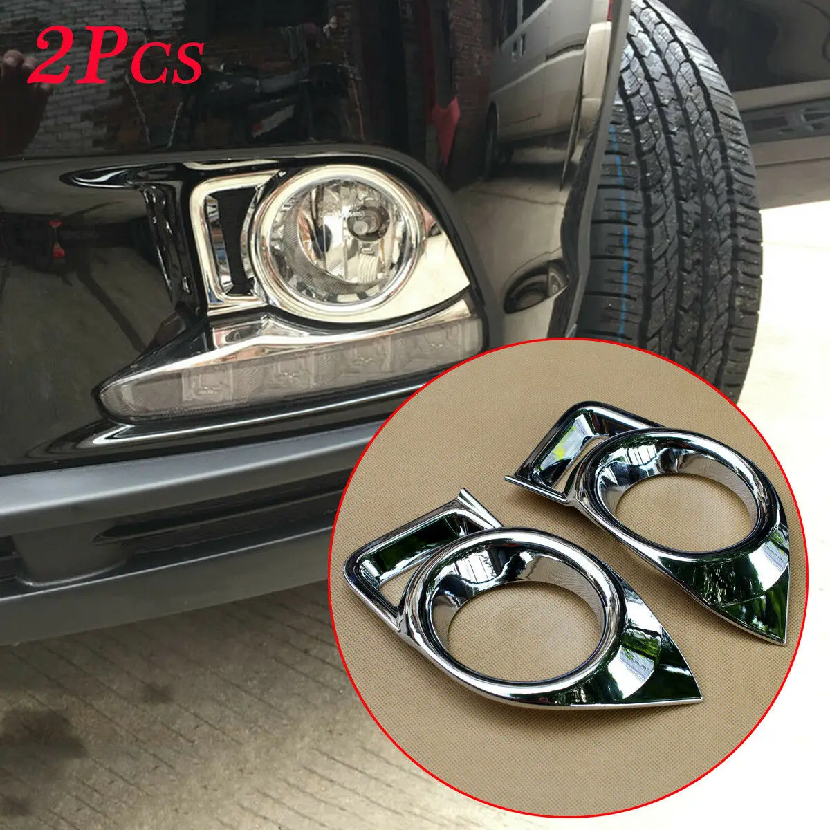 Chrome For Toyota Highlander Kluger Accessories 2014 2015 2016 ABS Hear Front Fog Light lamp Foglight Cover  Trim