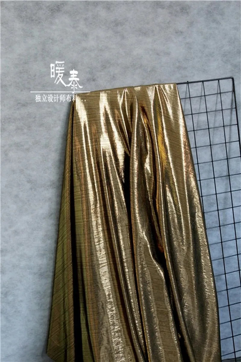 Coated Stretch Fabric Golden Wiredrawing Metal Sense DIY Patches Background Decor Leggings Tights Skirts Clothes Designer Fabric