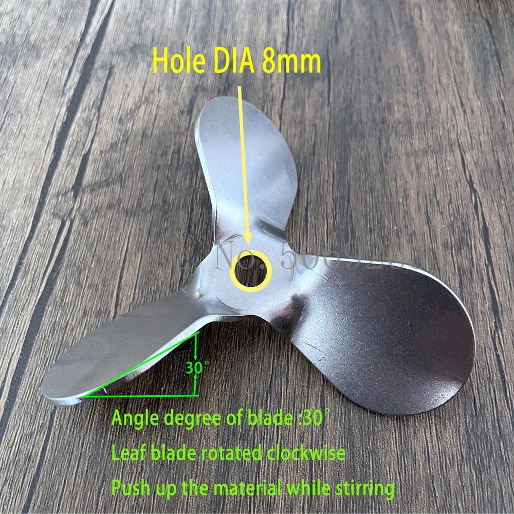 1 pces 304 aço inoxidável rotação dia4cm a 12cm três hélice da lâmina, pressione para baixo o material, para o equipamento do misturador do