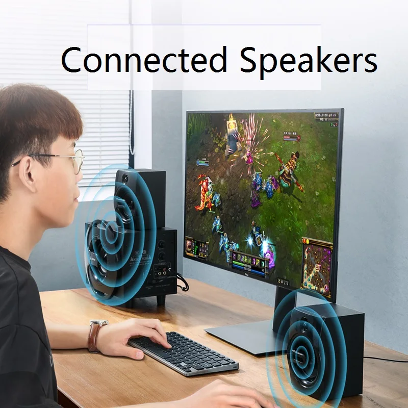 Ugreen Cabo de áudio RCA 3,5 mm Jack 2 macho para 3,5 linha de áudio Aux para home theater fone de ouvido PC