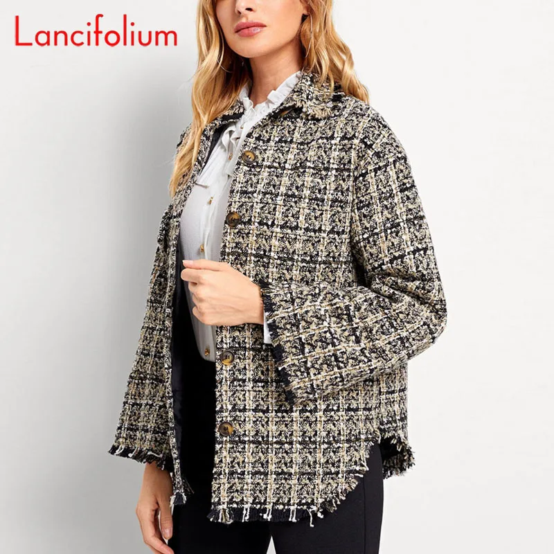 Aall inverno donna 2021 abito Plaid di lana Top giacche di Tweed moda coreana Vintage Harajuku dolce autunno ufficio cappotto di lana