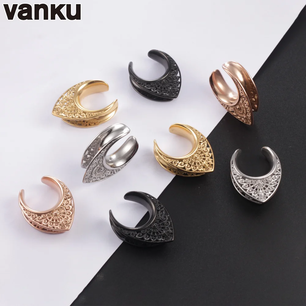 Vanku 10pcs New Saddle Ear Tunnel Plug Piercing Ring Expander Ear Gauges Stainless Steel 6-25mm Fashion Body Piercing Jewelry