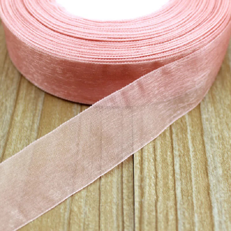 (50 yards/roll) Pink meat organza ribbons wholesale gift wrapping decoration ribbons DIY 12/15/20/25/40mm