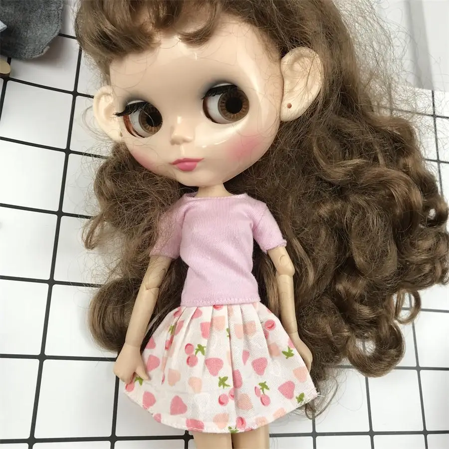 1PCS Blyth Kleidung Weiß/Rosa/Rot/Grau/Schwarz Kurzes klassisches T-Shirt für Momoko, Obistu, Licca, FR 1/6 Puppe – Detail 4