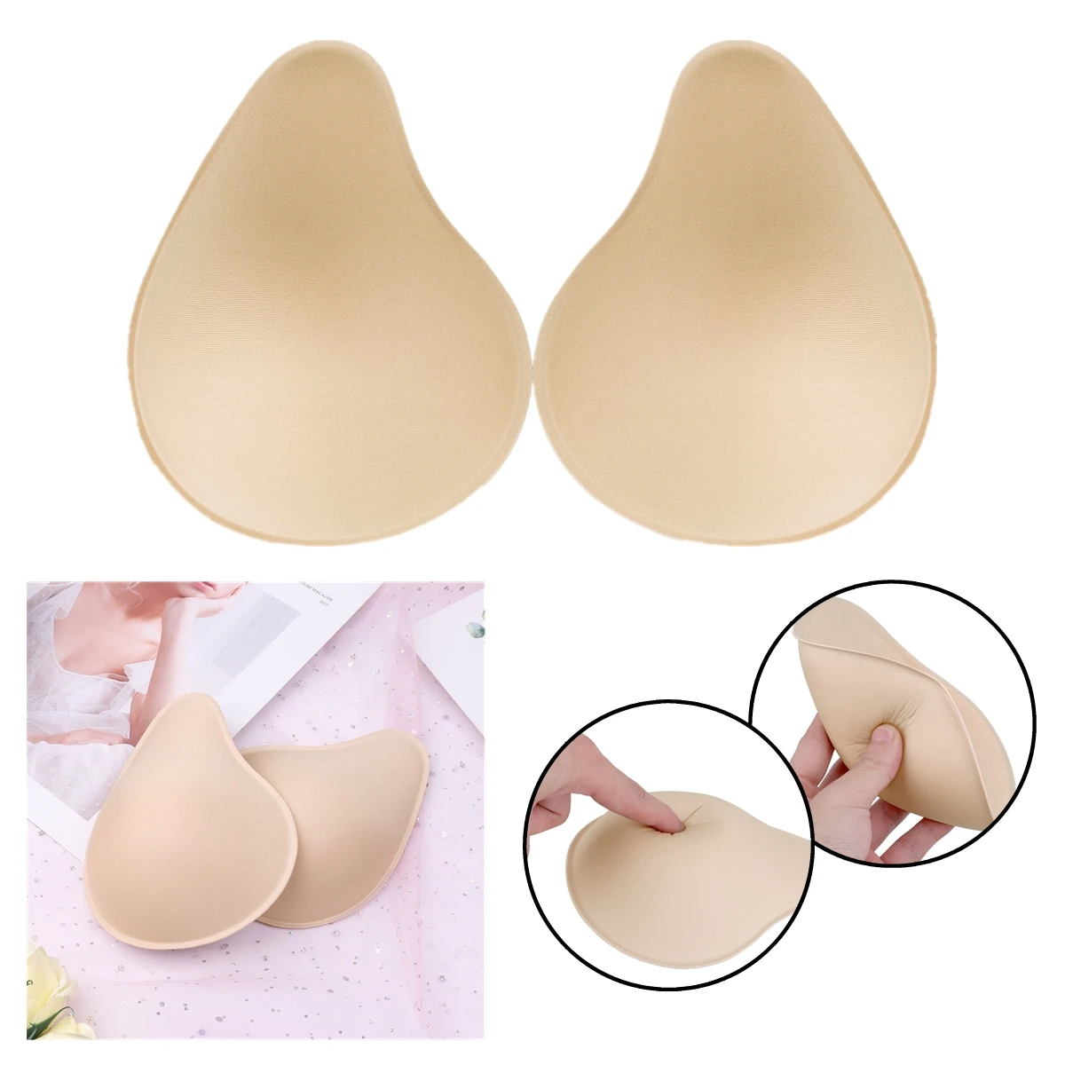 1Pair Sponge Inserts In Bra Padded for Boobs Mastectomy Removable Push Up Breast Patch Pads Enhancer Women Intimates Accessories