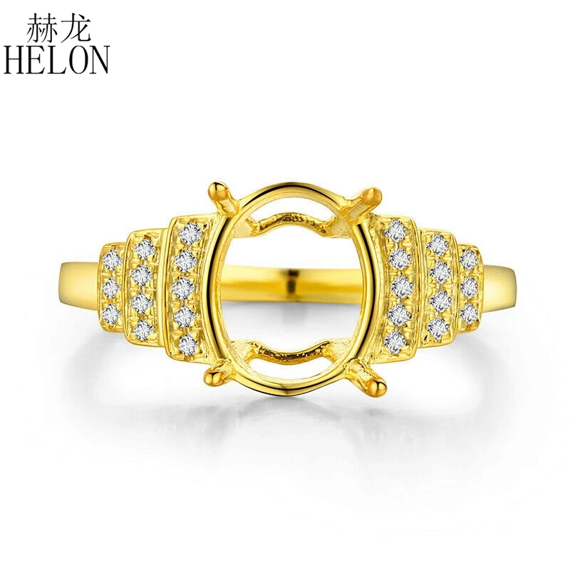 

LaiZuan Solid 14K Yellow Gold SI/H Natural Diamond Fine Jewelry Engagement Wedding Ring Setting Fit 7x9mm Oval Cut Semi Mount