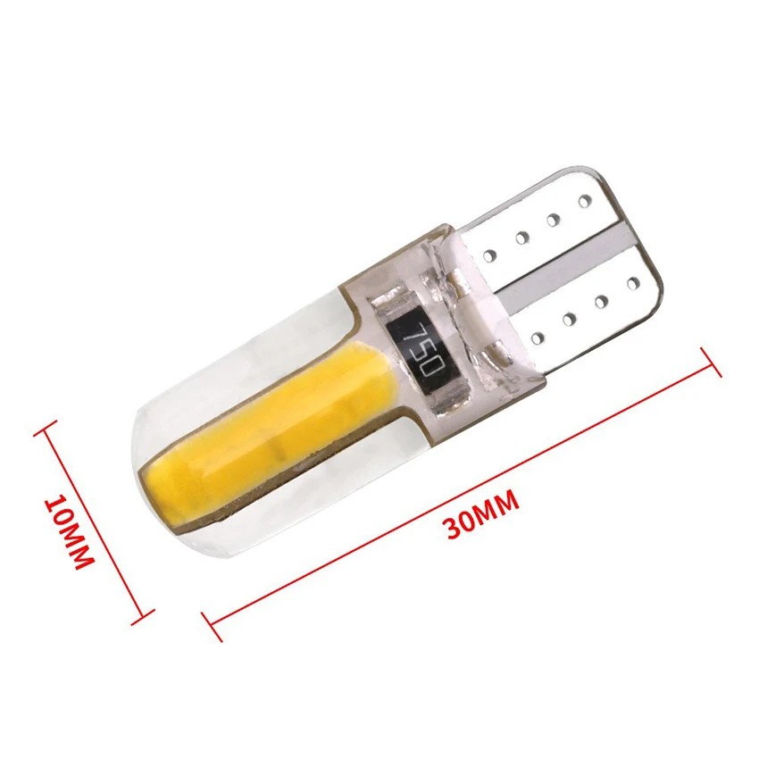 2 buah/lot lampu ekor mobil LED T10 COB 6-SMD bohlam lampu mobil 12V untuk lampu samping Wedge mobil lampu peta pintu kubah parkir samping