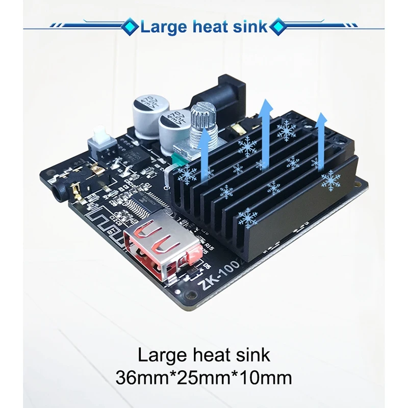 ZK1002M Bluetooth 5,0 AUX USB Audio Eingang Ausgang Verstärker Audio Verstärker Modul 100Wx2