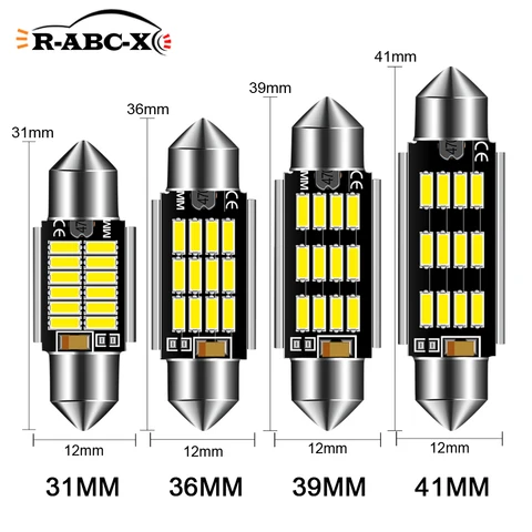 Светодиодная лампа CANBUS, 31/36/39/41 мм, C5W, 12SMD 4014, 4 шт.