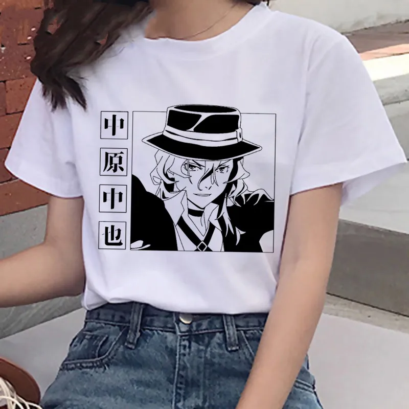 T-shirt femme, estival et humoristique, à la mode, avec impression graphique de Bungou Stray Dogs, Harajuku, Ullzang