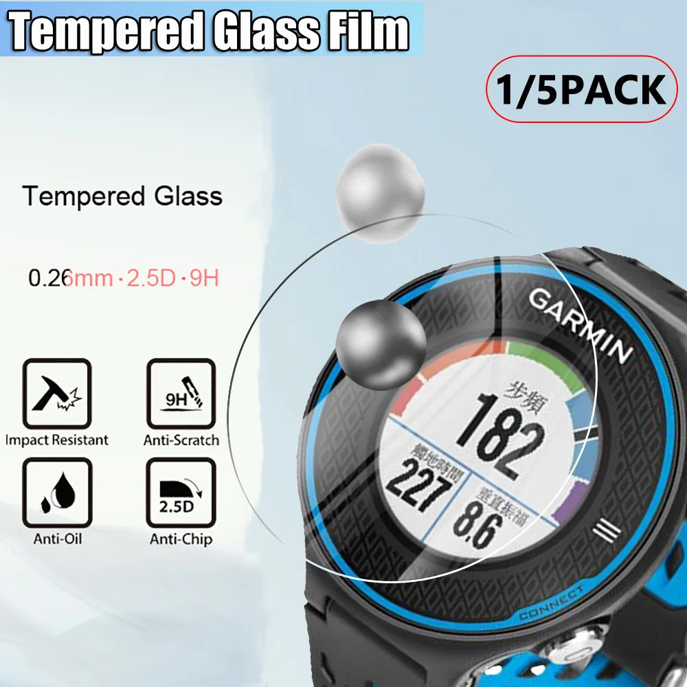 1/5Pcs 9H HD Premium Tempered Glass For Garmin Forerunner 620 630 645 220 225 230 235 245 245M 735 935 945 Screen Protector Film